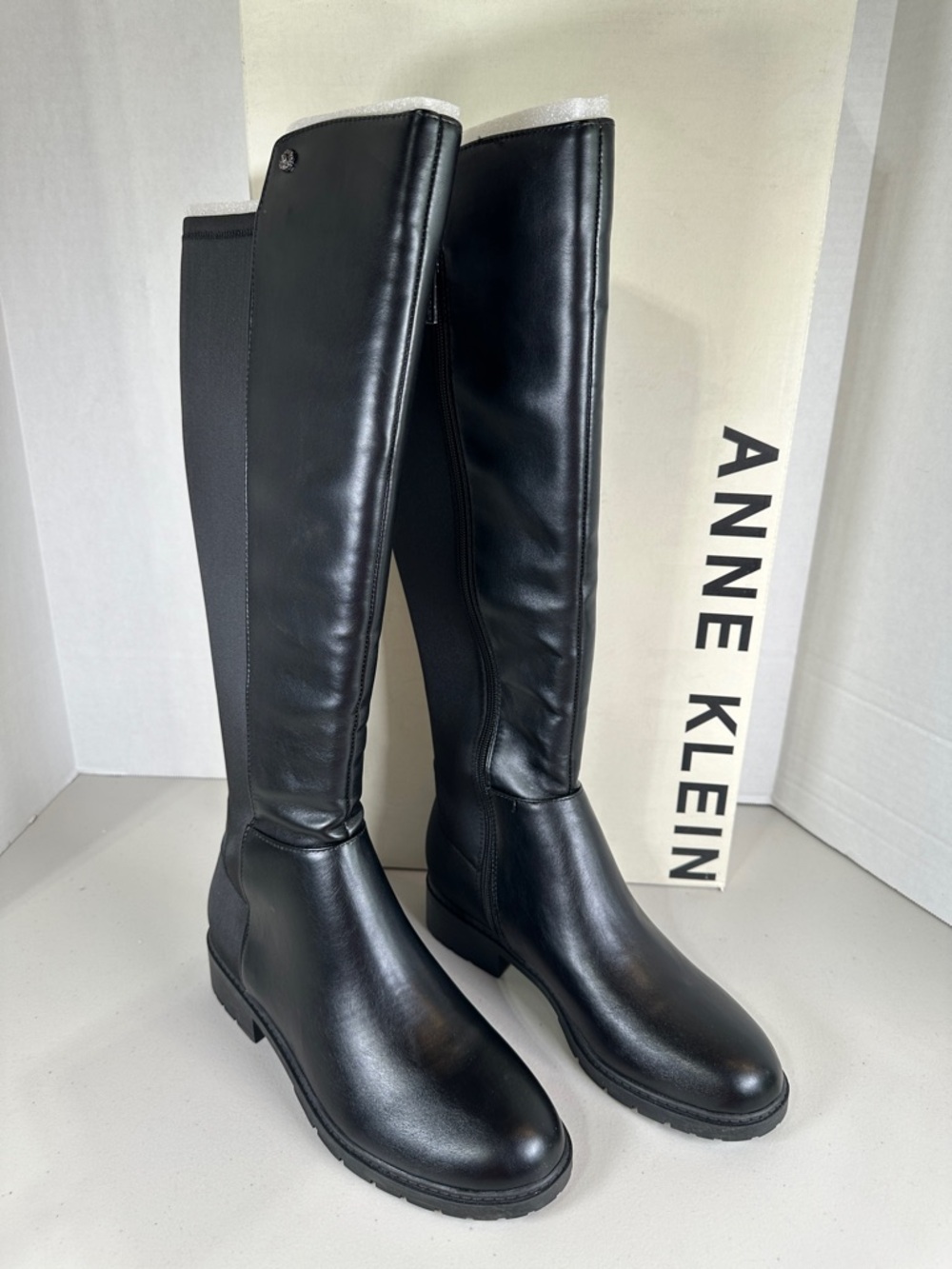 Anne Klein Black Over-The-Knee Stretch Riding Boots